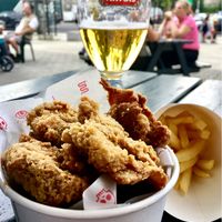 popcorn ";chicken"; and chips ... the Colonel should be afraid!!  at Temple of Seitan - Hackney in East London