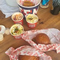 Family Bucket, Mac n Cheese, Slaw and Spicy Burger at Temple of Seitan - Hackney in East London