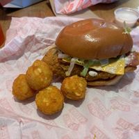 A few tater tots with the temple burgerr  at Temple of Seitan - Hackney in East London