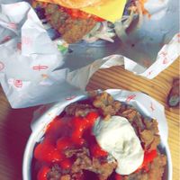 Popcorn chicken and spicy temple burger  at Temple of Seitan - Hackney in East London