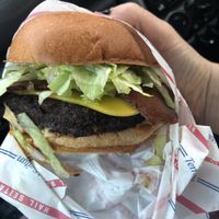Seitan ‘beef’ burger! With faux bacon. at Temple of Seitan - Hackney in East London