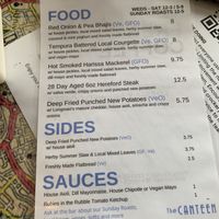 Menu  at The Canteen Bar in Bristol