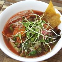 Pink noodle soup (30 Baht).  at Jai Mai Jumjay in Chiang Mai