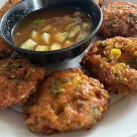 Carrots and corn fritters   at Jai Mai Jumjay in Chiang Mai