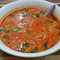 Tom yum soup with coconut milk at Jai Mai Jumjay in Chiang Mai