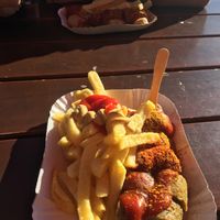 Vegan currywurst at Curry at the Wall - Food Stand in Berlin