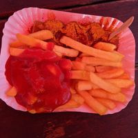 Vegan currywurst at Curry at the Wall - Food Stand in Berlin