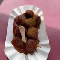 Vegan currywurst: allright. The sausage was a bit hard and flavourless. at Curry at the Wall - Food Stand in Berlin