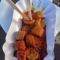 Vegan curry wurst at Curry at the Wall - Food Stand in Berlin
