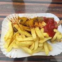 Vegan currywurst at Curry at the Wall - Food Stand in Berlin