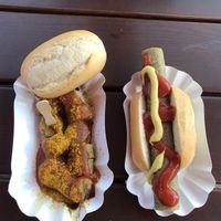  Vegan currywurst and bratwurst  at Curry at the Wall - Food Stand in Berlin