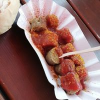 Vegan currywurst at Curry at the Wall - Food Stand in Berlin