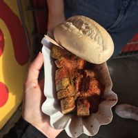 Best vegan sausage I’ve ever had (currywurst shown here)  at Curry at the Wall - Food Stand in Berlin