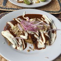 Enmoladas and alambre  at Cinnamon Veggie in Cuernavaca