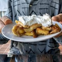 Apple pie whipped coconut cream at Cinnamon Veggie in Cuernavaca