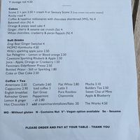 Menu at Chesters by the River in Skelwith Bridge