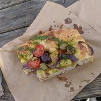 Vegan focaccia at Chesters by the River in Skelwith Bridge