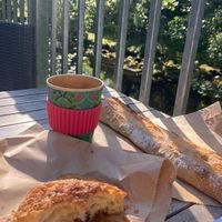 Oops ate most of the pain au chocolat before taking the photo!  at Chesters by the River in Skelwith Bridge