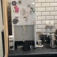 Machine disperses dairy milk - spot the vegan sticker 😡😡  at Chesters by the River in Skelwith Bridge