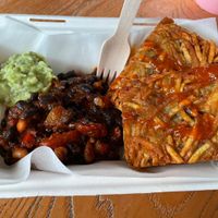 Hash browns, beans and avocado  at Chesters by the River in Skelwith Bridge