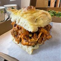 Bhaji in focaccia at Chesters by the River in Skelwith Bridge