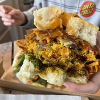 Close up of the bhaji goodness at Chesters by the River in Skelwith Bridge