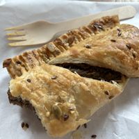 Vegan sausage roll  at Chesters by the River in Skelwith Bridge