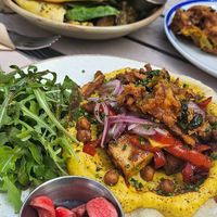 Tofu kebab flatbread   at Chesters by the River in Skelwith Bridge