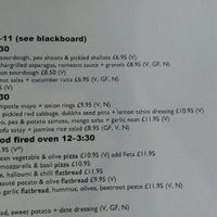 Main menu : V = vegan, rest is vegetarian at Chesters by the River in Skelwith Bridge