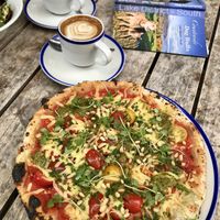 Pizza and coffee! at Chesters by the River in Skelwith Bridge