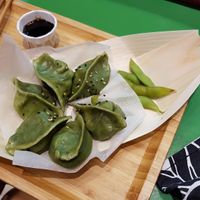 Pure vegan dumpling (the only vegan item on the menu!) at Le Du Happy Dumplings in Munich
