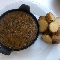 dal and potatoes  at Skuhna in Ljubljana
