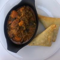 sweet potato curry and soy wraps at Skuhna in Ljubljana