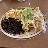 3 taquitos order w/seitan + veg rice/beans   at El Zarape in Yuba City
