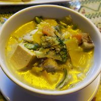 Green curry at Thai Muang Vegetarian Cooking Class in Chiang Mai
