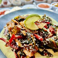 Geschmorter Mangold auf Mango-Safran-Jogurt at Refugio in Unna