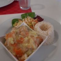 Chickpea curry with rice at Casa do Jardim in Terceira