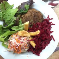 The daily special. Quinoa, lentil burger, beet, greens  at Casa do Jardim in Terceira