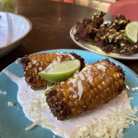 Corn with garlic sauce  at Las Iguanas in Swansea