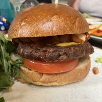 Vegan chilli stack burgerr which  at Las Iguanas in Swansea