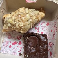 Almond croissant and brownie   at Frambuesa Pastelería Vegan in Bogota
