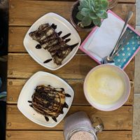 Pastries and beverages  at Frambuesa Pastelería Vegan in Bogota