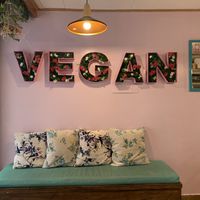 The main sitting area at Frambuesa Pastelería Vegan in Bogota