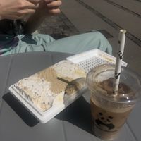 Ice coffee and the sneaky bizz, creamy coffee and kjøbenhavneren in a small box  at Nicecream - Enghave in Copenhagen