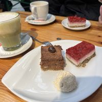 Cheesecake, hazelnut praline, biscuit (don’t recommend the biscuit)   at Cuit Lu Cru in Colmar