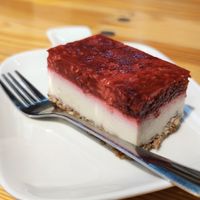 Raspberry cheesecake at Cuit Lu Cru in Colmar