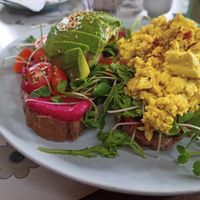 Hummus toast (ask for tofu scramble instead of eggs) at Rosie's Cafe in Hoi An