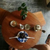 Tea and chocolate cake  at Rosie's Cafe in Hoi An