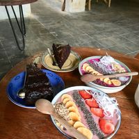 Chocolate cake and smoothie bowls  at Rosie's Cafe in Hoi An