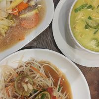 Papaya salad, fried vegetables, curry at EuroThai Restaurant  in Phuket